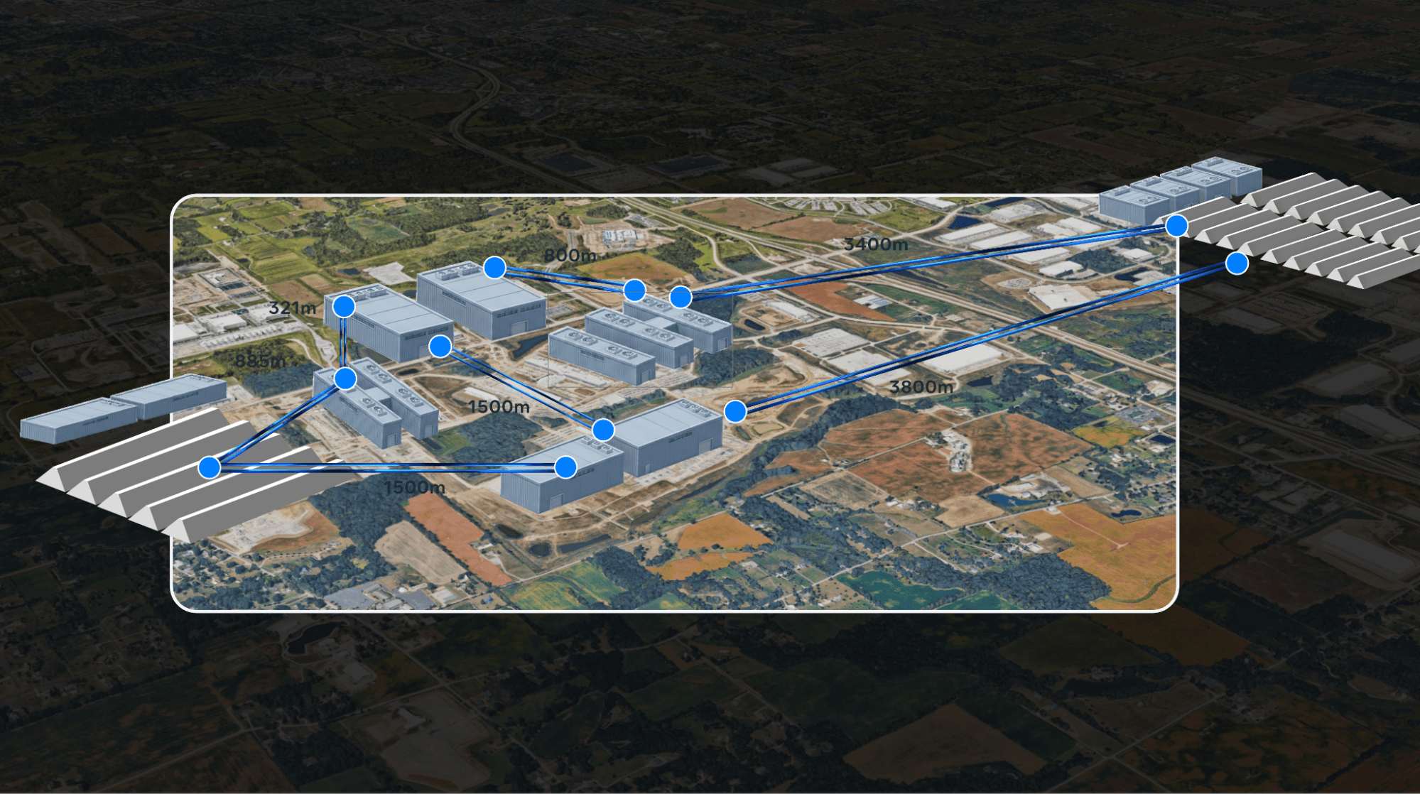 Meta’s diagram overlays network connections between multiple Prometheus data center buildings.