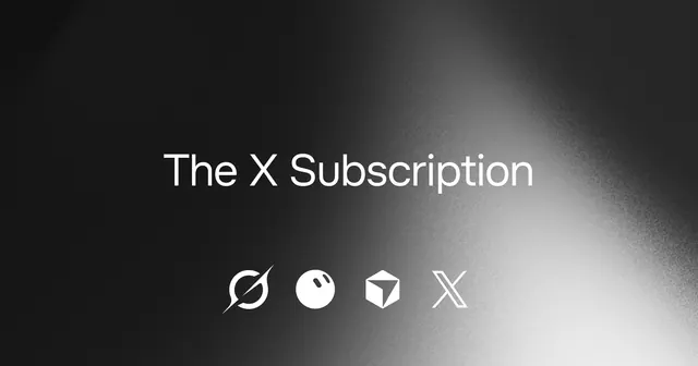 Official X Subscription announcement artwork showing the Grok, Grok Bot, Cursor and X marks beneath the subscription name on a grey background.
