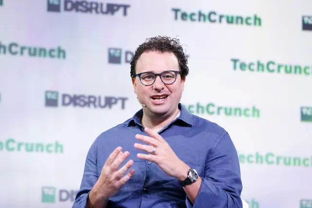 Anthropic co-founder and CEO Dario Amodei speaking at TechCrunch Disrupt in 2023