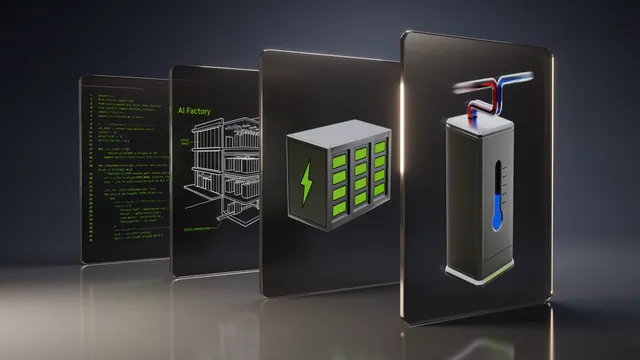 NVIDIA illustration of AI-factory software, energy storage and cooling hardware